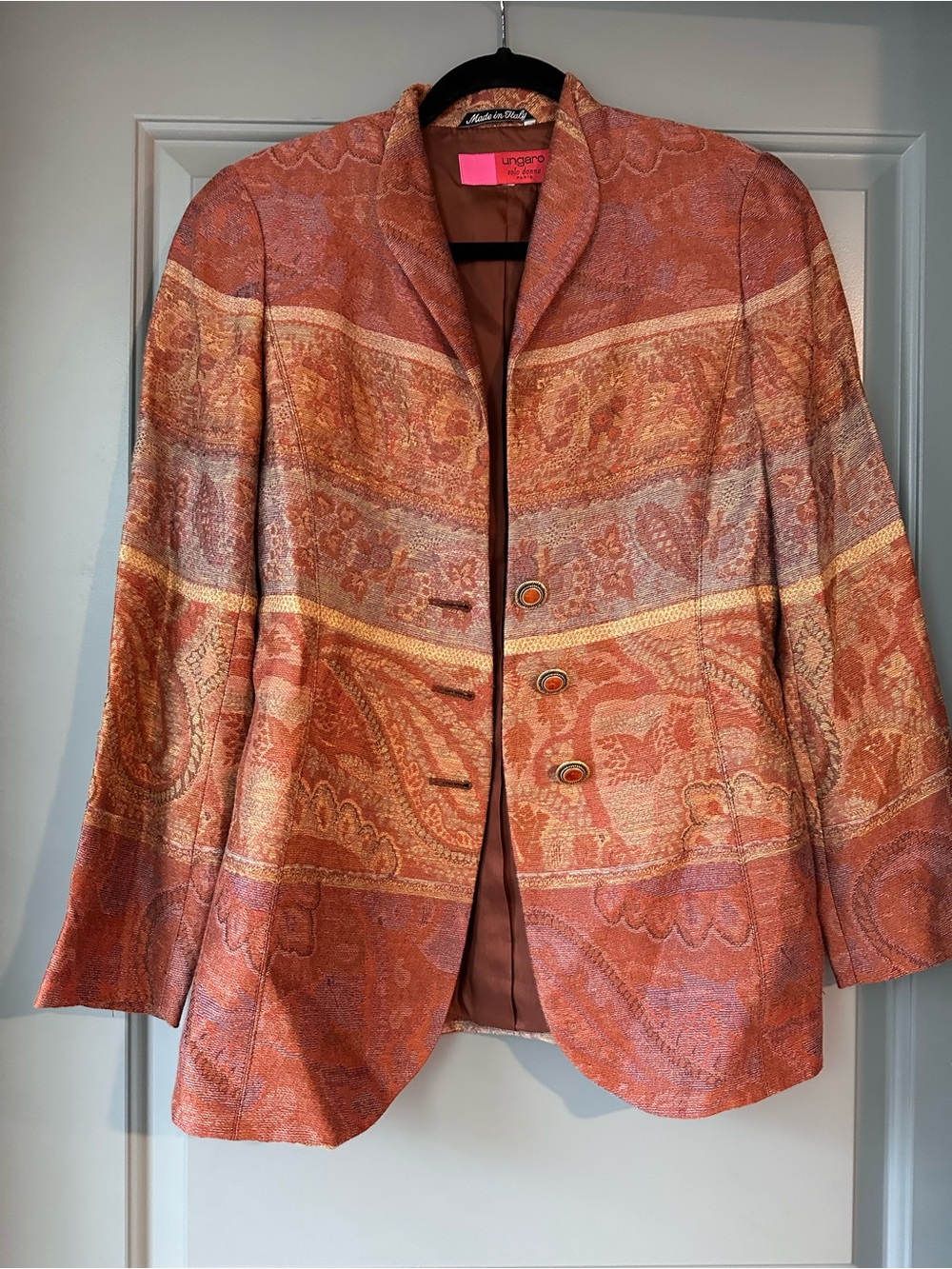 Emanuel Ungaro Rust & Gold Paisley Jacquard Blazer